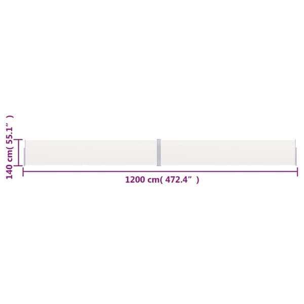 vidaXL Uttrekkbar sidemarkise kremhvit 140x1200 cm