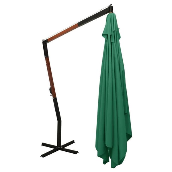 vidaXL Puutarha-aurinkovarjo cantilever puutolppa 400x300 cm vihreä