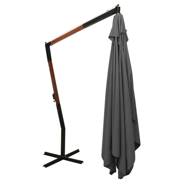 vidaXL Hengende hageparasoll med trestang 400x300 cm antrasitt