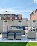 Miniatyrbilde 2 av 8: Hageparasoll Grått Stoff ø 270 x 254H cm Bjørkestang Sammenleggbar Utendørs Moderne