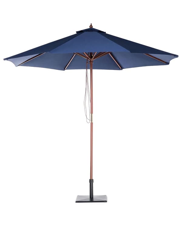 Hageparasoll Blå Stoff ø 270 x 254H cm Bjørkestang Sammenleggbar Utendørs Moderne