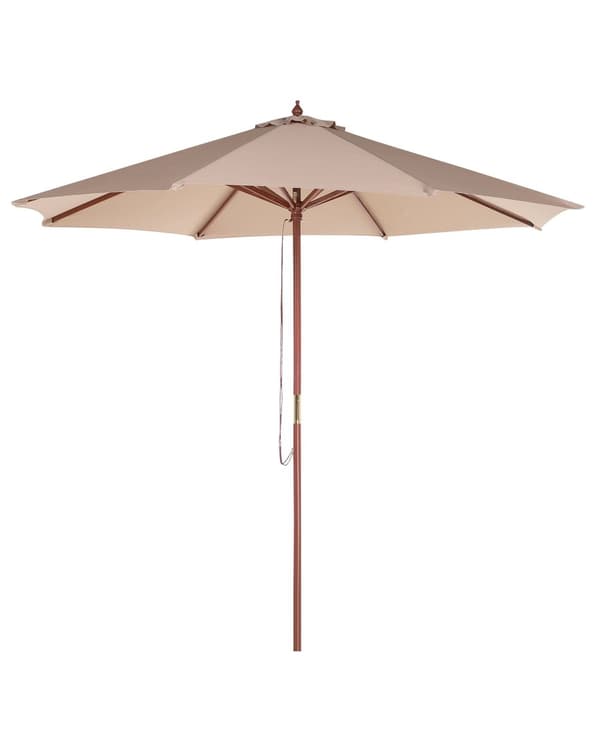 Hageparasoll Sand Beige Stoff ø 270 x 254H cm Bjørkestang Sammenleggbar Utendørs Moderne