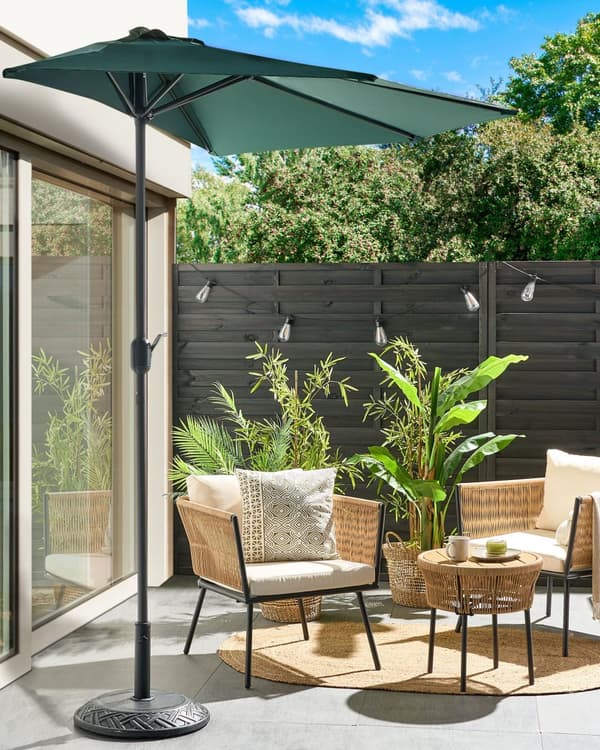 Halvrund parasoll Grønn Polyester Stål 270 cm Hage Terrasse Balkong Solskjerming Moderne