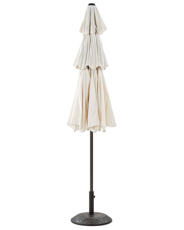 Hage Parasoll Lys Beige Stoff Stålstang 285 cm Moderne Åttekantet Utendørs Paraply UV-bestandig