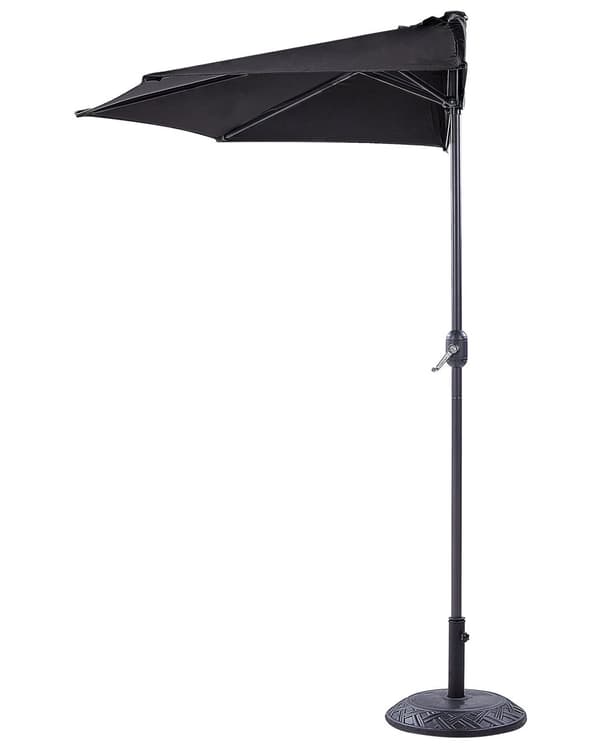 Halvrund parasoll Svart Polyester Stål 270 cm Hage Terrasse Balkong Solskjerming Moderne