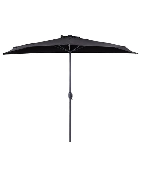 Halvrund parasoll Svart Polyester Stål 270 cm Hage Terrasse Balkong Solskjerming Moderne