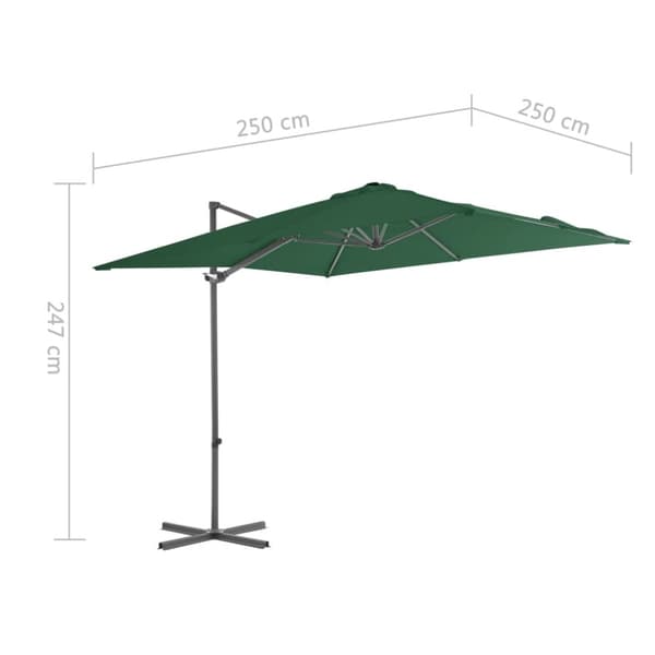 vidaXL Hengende hageparasoll med stålstang grønn 250x250 cm