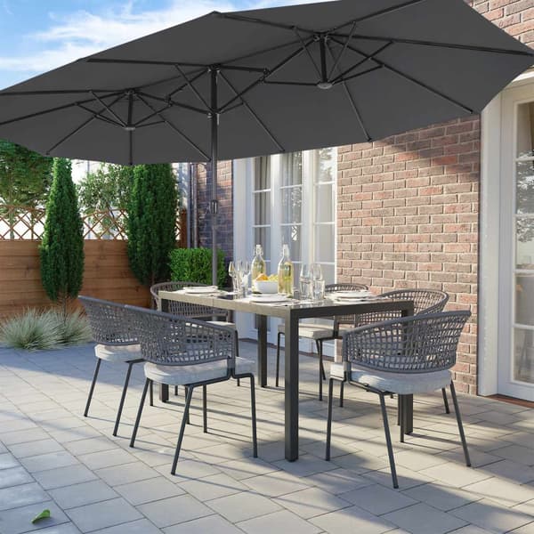 Parasol - Ekstra stor haveparasol - markise - oval form - grå