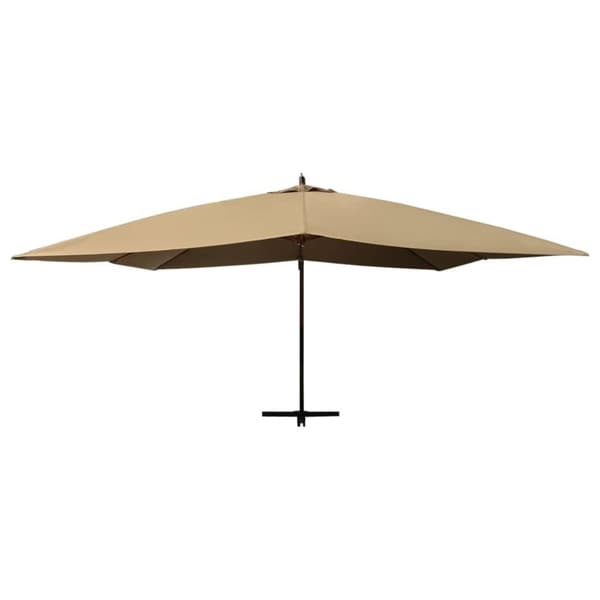 vidaXL Ulkoaurinkovarjo cantilever puutolppa 400x300 cm Taupe