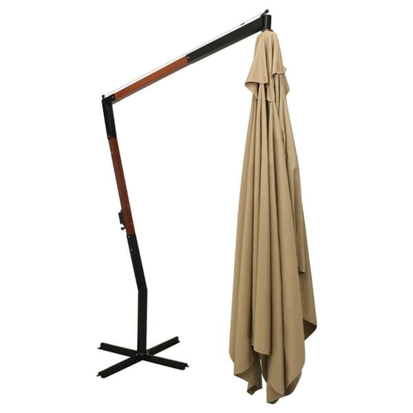 vidaXL Ulkoaurinkovarjo cantilever puutolppa 400x300 cm Taupe