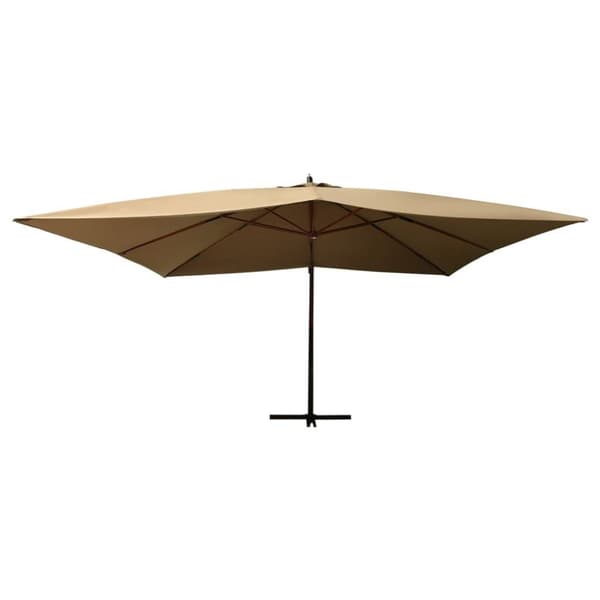 vidaXL Ulkoaurinkovarjo cantilever puutolppa 400x300 cm Taupe