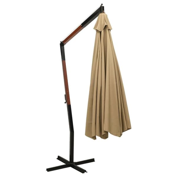 vidaXL Aurinkovarjo riippuva puutolppa 350 cm taupe