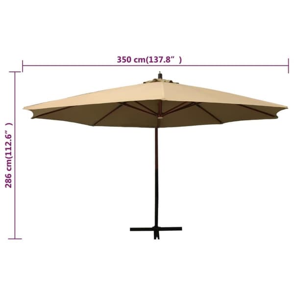 vidaXL Aurinkovarjo riippuva puutolppa 350 cm taupe