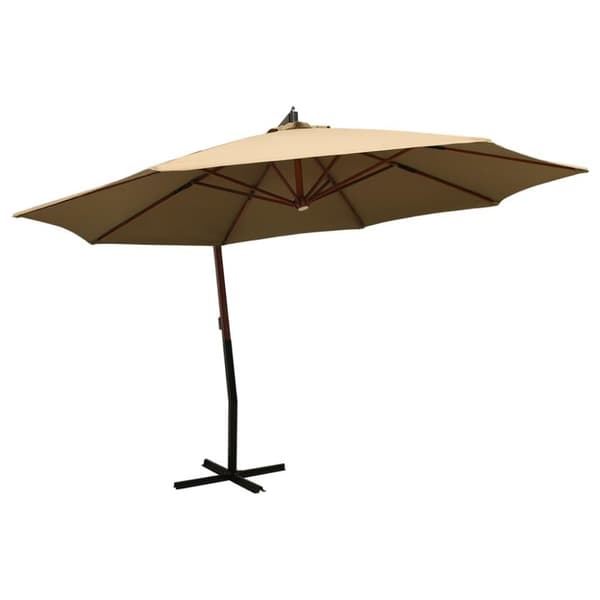 vidaXL Aurinkovarjo riippuva puutolppa 350 cm taupe