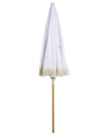 Miniatyrbilde 4 av 10: Parasoll Hvit Polyester Bøk ø 150 cm Rund form Frynser Retro UV-bestandig Vippemekanisme Hage Uteplass