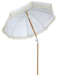 Miniatyrbilde 6 av 10: Parasoll Hvit Polyester Bøk ø 150 cm Rund form Frynser Retro UV-bestandig Vippemekanisme Hage Uteplass