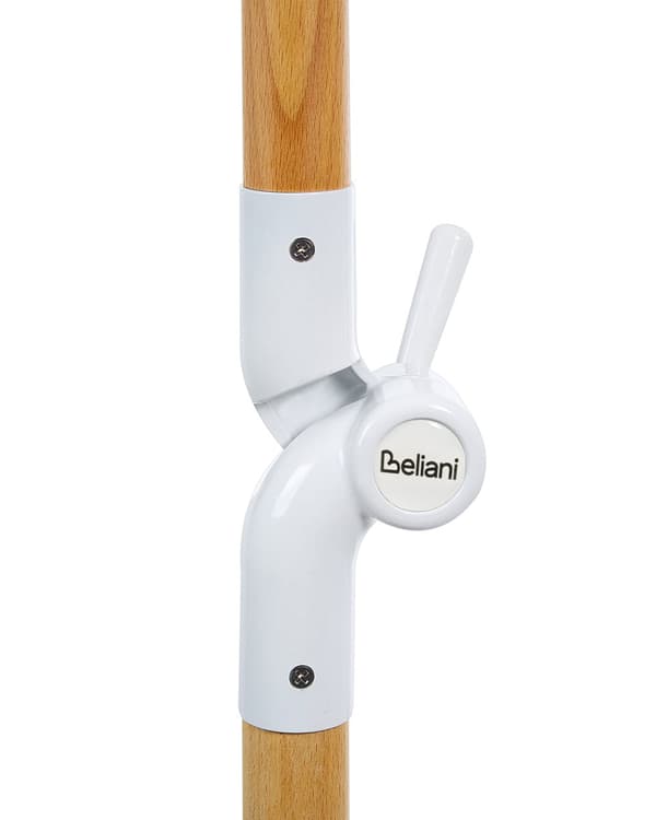 Parasoll Hvit Polyester Bøk ø 150 cm Rund form Frynser Retro UV-bestandig Vippemekanisme Hage Uteplass