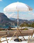 Miniatyrbilde 2 av 10: Parasoll Hvit Polyester Bøk ø 150 cm Rund form Frynser Retro UV-bestandig Vippemekanisme Hage Uteplass