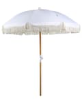Miniatyrbilde 1 av 10: Parasoll Hvit Polyester Bøk ø 150 cm Rund form Frynser Retro UV-bestandig Vippemekanisme Hage Uteplass
