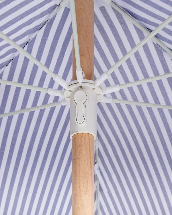 Parasoll Svart Hvit Polyester Bøk ø 150 cm Rund form Frynser Retro UV-bestandig Vippemekanisme Hage Uteplass