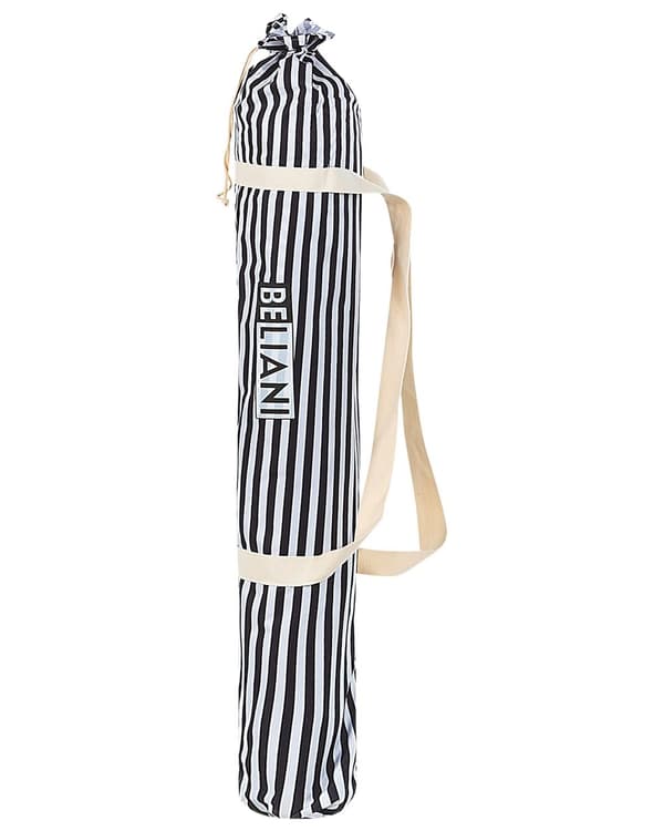 Parasoll Svart Hvit Polyester Bøk ø 150 cm Rund form Frynser Retro UV-bestandig Vippemekanisme Hage Uteplass