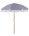 Miniatyrbilde 1 av 10: Parasoll Svart Hvit Polyester Bøk ø 150 cm Rund form Frynser Retro UV-bestandig Vippemekanisme Hage Uteplass