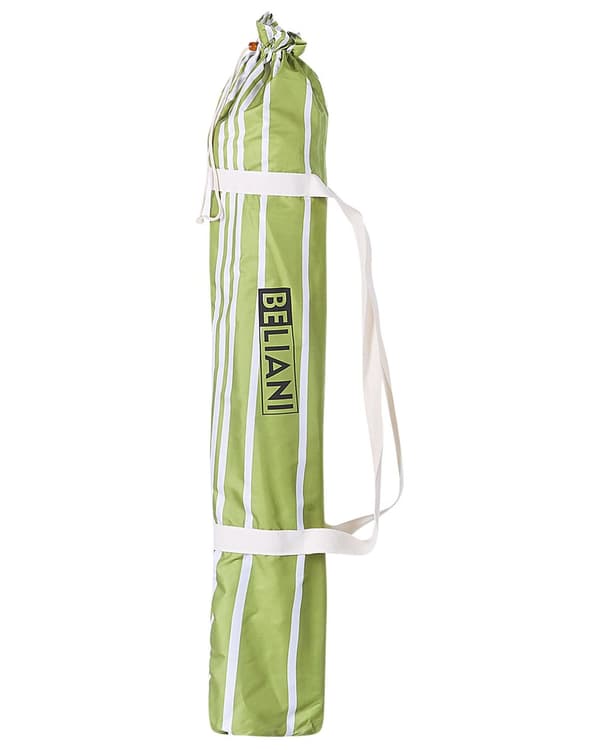 Parasoll Grønn Hvit Polyester Bøk ø 150 cm Rund form Frynser Retro UV-bestandig Vippemekanisme Hage Uteplass