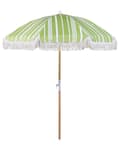 Miniatyrbilde 1 av 10: Parasoll Grønn Hvit Polyester Bøk ø 150 cm Rund form Frynser Retro UV-bestandig Vippemekanisme Hage Uteplass