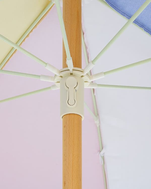 Parasoll Flerfarget Polyester Bøk ø 150 cm Rund form Frynser Retro UV-bestandig Vippemekanisme Hage Uteplass