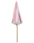 Miniatyrbilde 5 av 11: Parasoll Rosa Hvit Polyester Bøk ø 150 cm Rund form Frynser Retro UV-bestandig Vippemekanisme Hage Uteplass