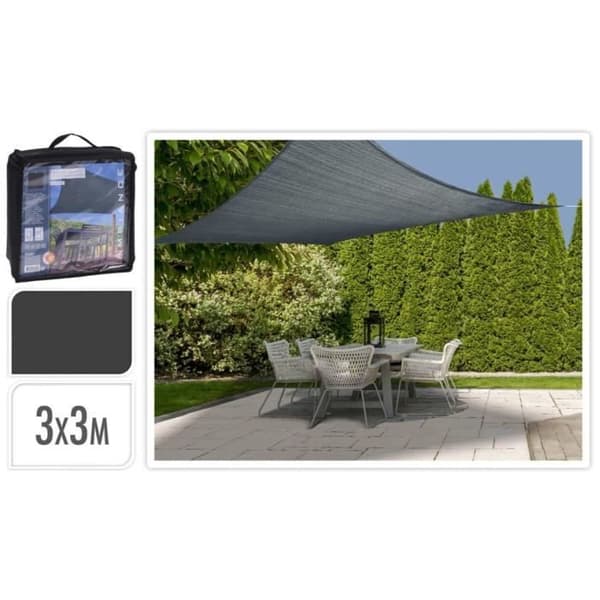 ProGarden Shade Cloth 3x3 m Mörkgrå fyrkant