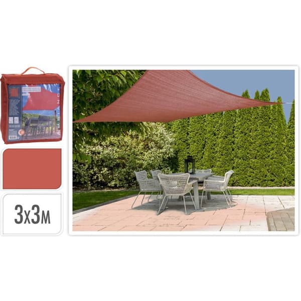 Skuggduk - Märke - 3 X 3M - Anti-UV-skydd - Terrakottafärg - Fyrkantig