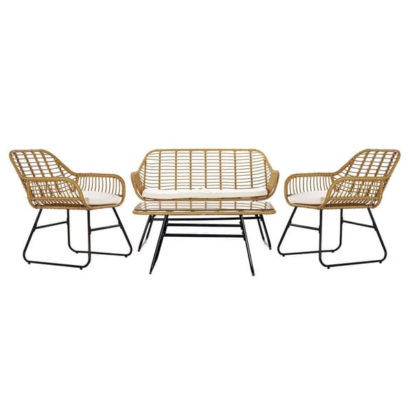 Puutarhasohva DKD Home Decor Ruskea Metalli Polyesteri synteettinen rottinki (124 x 74 x 84 cm)