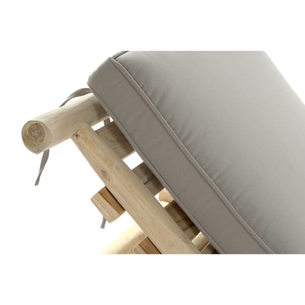 Šezlongas DKD Home Decor Luonnollinen Tiikki Polyesteri Vaaleanharmaa (209 x 86 x 35 cm)