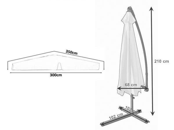Haveline - flydeparasol - med dæksel - Ø 300x350 cm - grøn