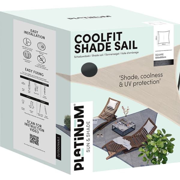 Platinum Coolfit skyggeklud firkantet sort 500x500 cm