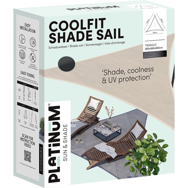 Platinum Coolfit skyggestof trekant sort 360x360x360 cm