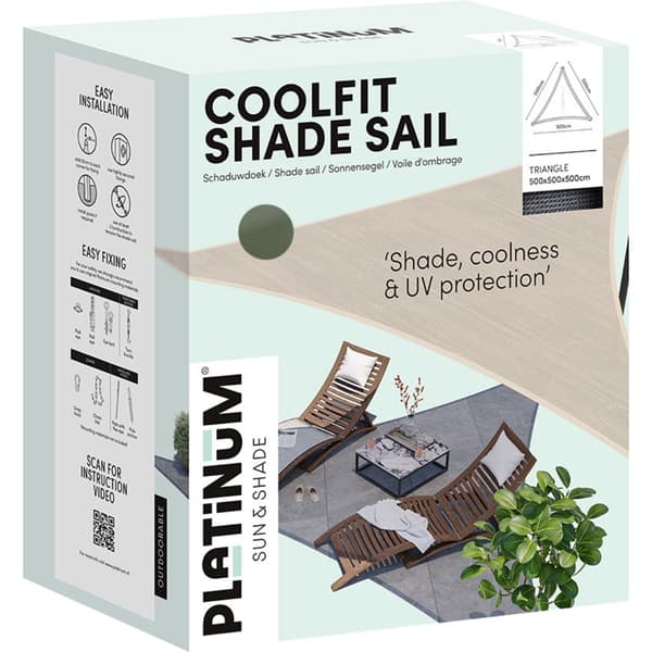 Platinum Coolfit skyggestof trekant olivengrøn 500x500x500 cm