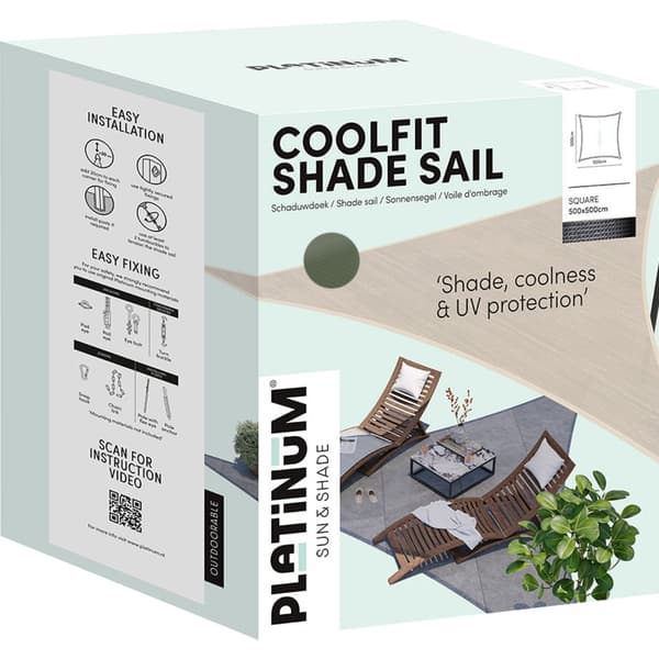 Platinum Coolfit skyggeklud firkantet olivengrøn 500x500 cm