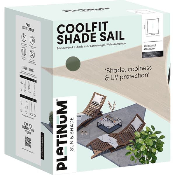 Platinum Coolfit skyggestof rektangel olivengrøn 400x300 cm