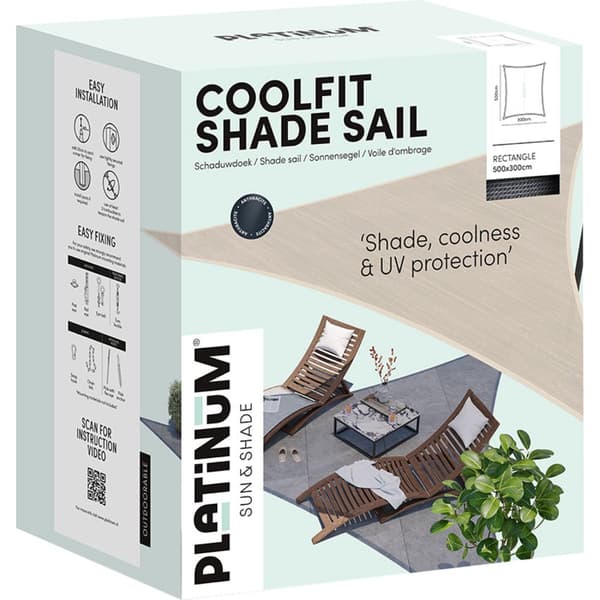 Platinum Coolfit nyansduk rektangel antracit 500x300 cm