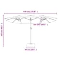Miniatyrbillede 8 af 8: vidaXL parasol m. dobbelt parasoldug 449x245 cm gråbrun