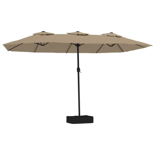 vidaXL parasol m. dobbelt parasoldug 449x245 cm gråbrun