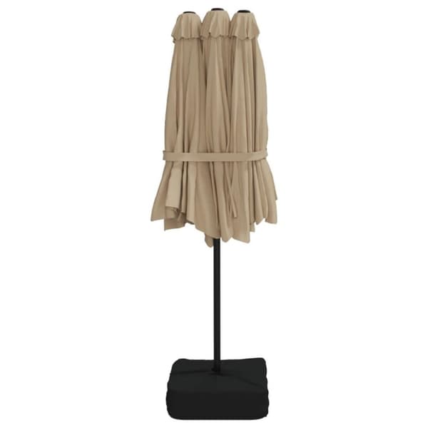 vidaXL parasol med dobbelt parasoldug og LED-lys 449x245 cm gråbrun