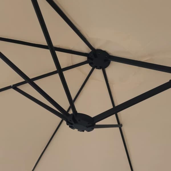 vidaXL parasol med dobbelt parasoldug og LED-lys 449x245 cm gråbrun