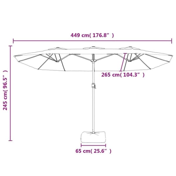 vidaXL parasol med dobbelt parasoldug og LED-lys 449x245 cm gråbrun