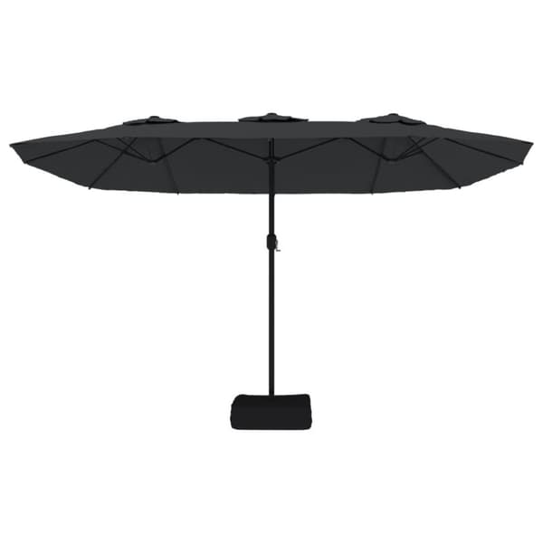 vidaXL parasol med dobbelt parasoldug og LED-lys 449x245 cm sort