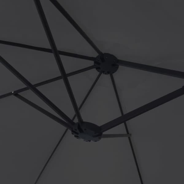 vidaXL parasol med dobbelt parasoldug og LED-lys 449x245 cm sort