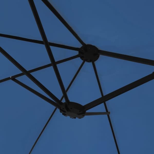 vidaXL parasol med dobbelt parasoldug og LED-lys 449x245 cm azurblå