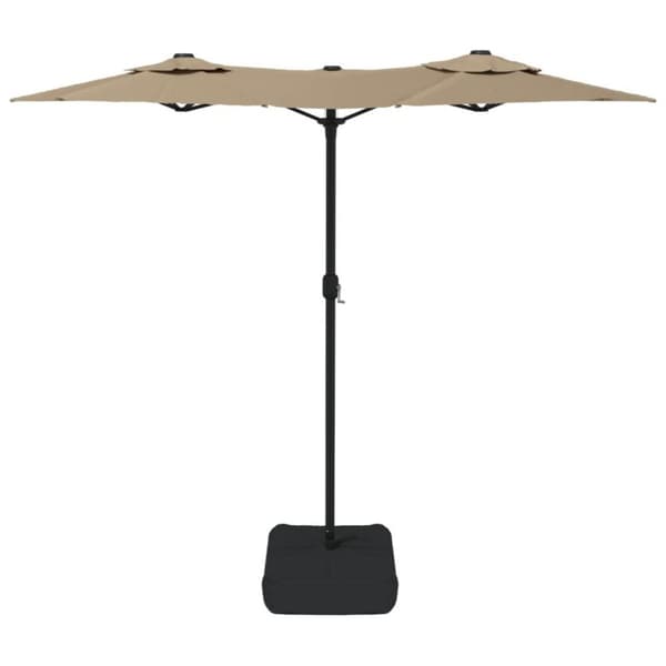 vidaXL parasol m. dobbelt parasoldug 316x240 cm gråbrun